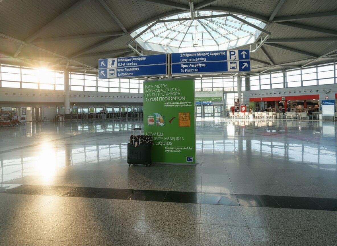 Vista aerea dei parcheggi dell'Aeroporto di Atene